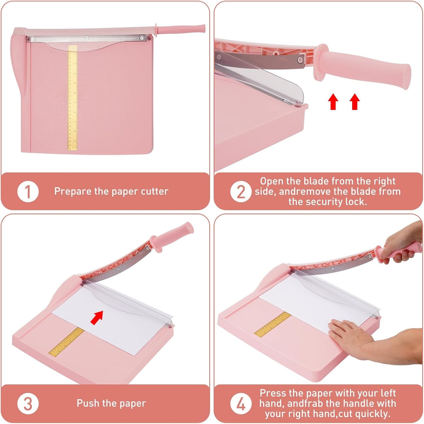 Cortador de papel guillotina de 12 pulgadas de longitud de corte con capacidad de 16 hojas