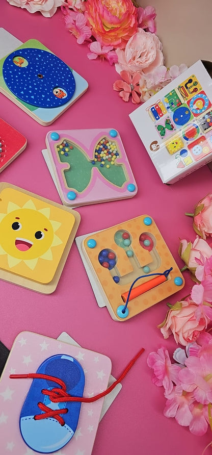 Set Montessori Sensorial – Tableros de Motricidad Fina (Busy Boards)