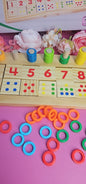 Tablero Montessori de Conteo 1–10 – Números, Cantidades y Anillos (Madera)